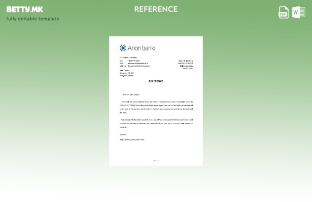 Референтен шаблон за затворање на банката Арион во модерен стил